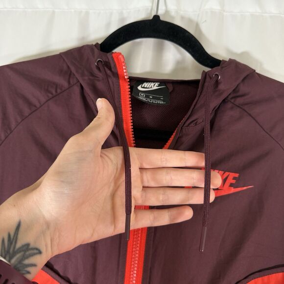 Nike Windbreaker Jacket Women's Medium Orange Two Ton Full Zip Hooded - Picture 6 of 13